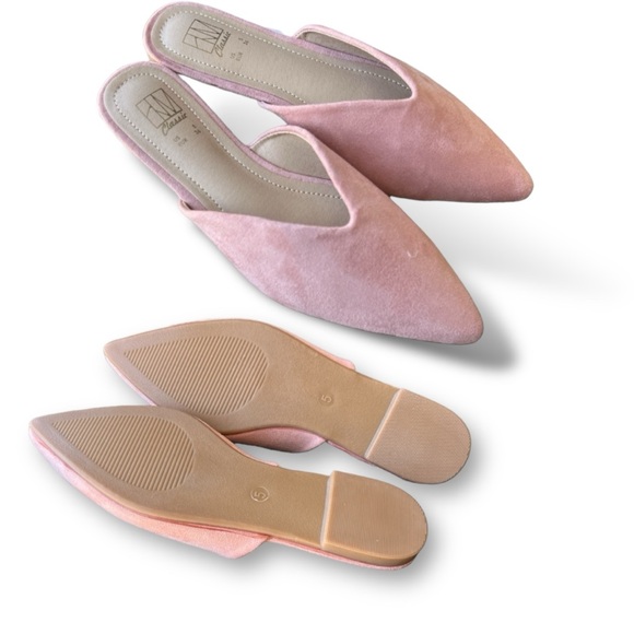 Women’s Pink Suede Mules Size 5. - Picture 8 of 9